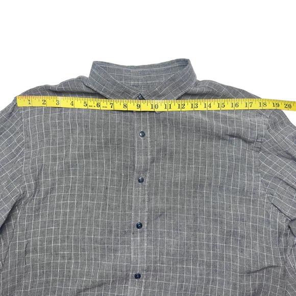 UNTUCKit | Men | Chauvin Gray Checker 100% Linen Button Up Shirt | Size Large - Picture 3 of 11
